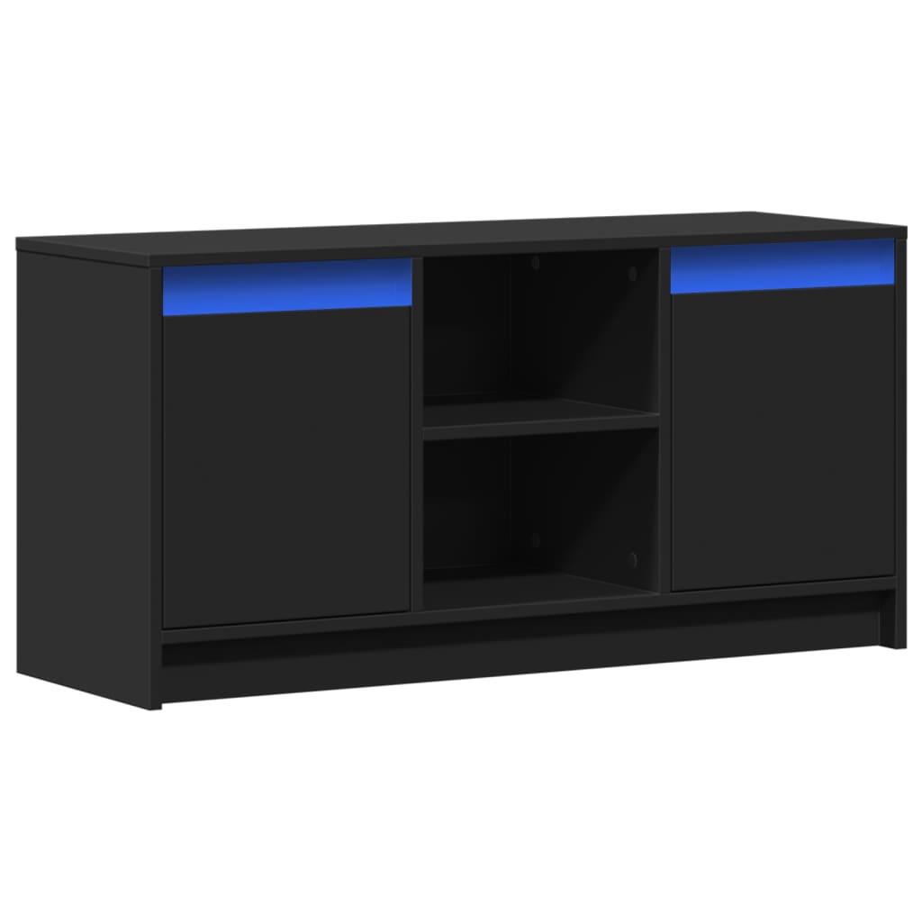 vidaXL TV Cabinet with LED Black 100x34x50 cm Engineered Wood