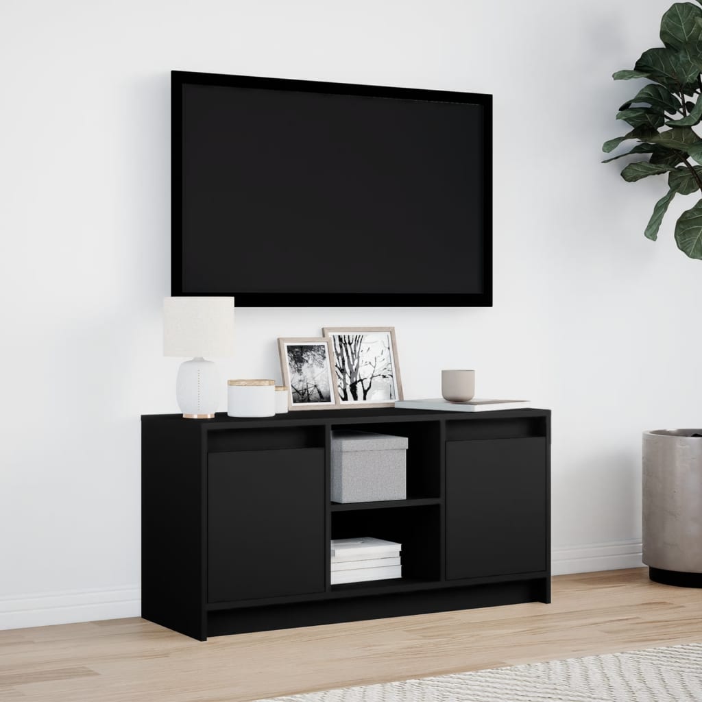 vidaXL TV Cabinet with LED Black 100x34x50 cm Engineered Wood