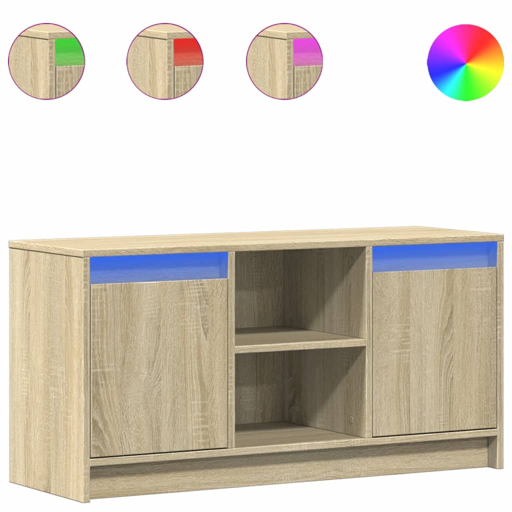 vidaXL TV Cabinet with LED Sonoma Oak 100x34x50 cm Engineered Wood