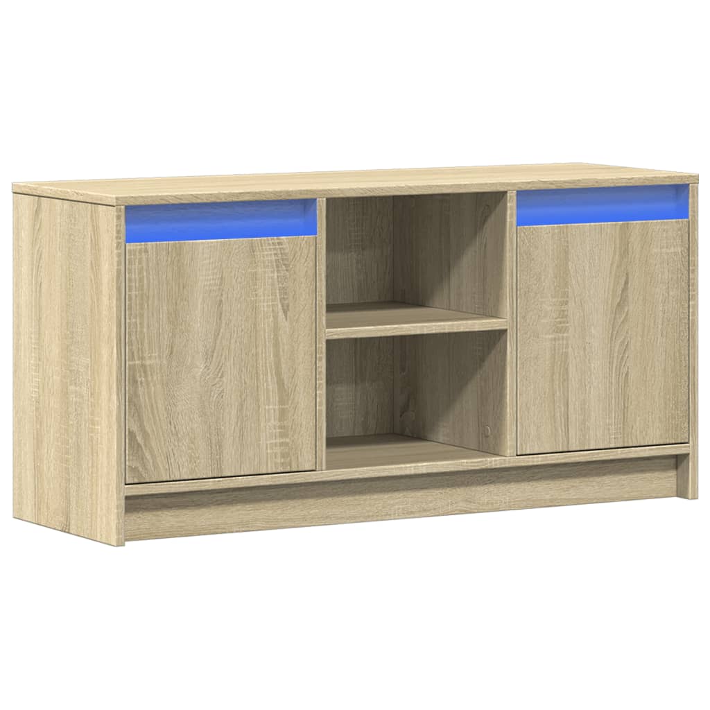 vidaXL TV Cabinet with LED Sonoma Oak 100x34x50 cm Engineered Wood