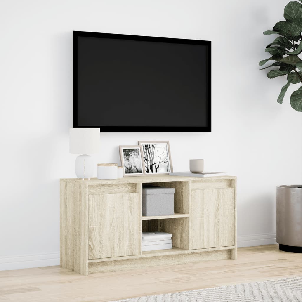 vidaXL TV Cabinet with LED Sonoma Oak 100x34x50 cm Engineered Wood