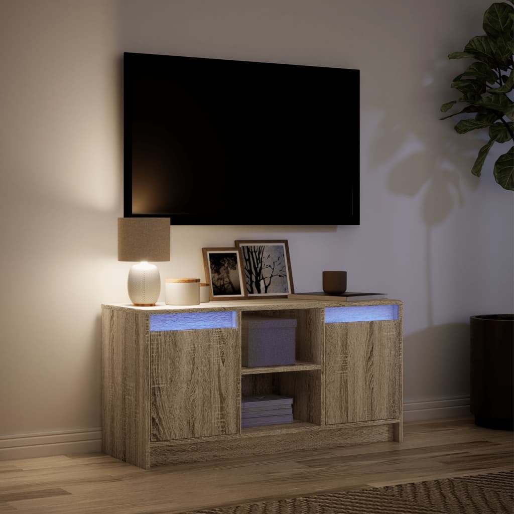 vidaXL TV Cabinet with LED Sonoma Oak 100x34x50 cm Engineered Wood