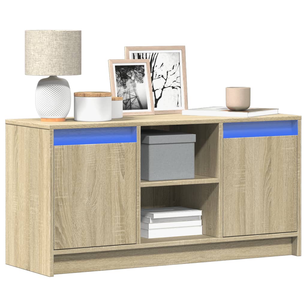 vidaXL TV Cabinet with LED Sonoma Oak 100x34x50 cm Engineered Wood