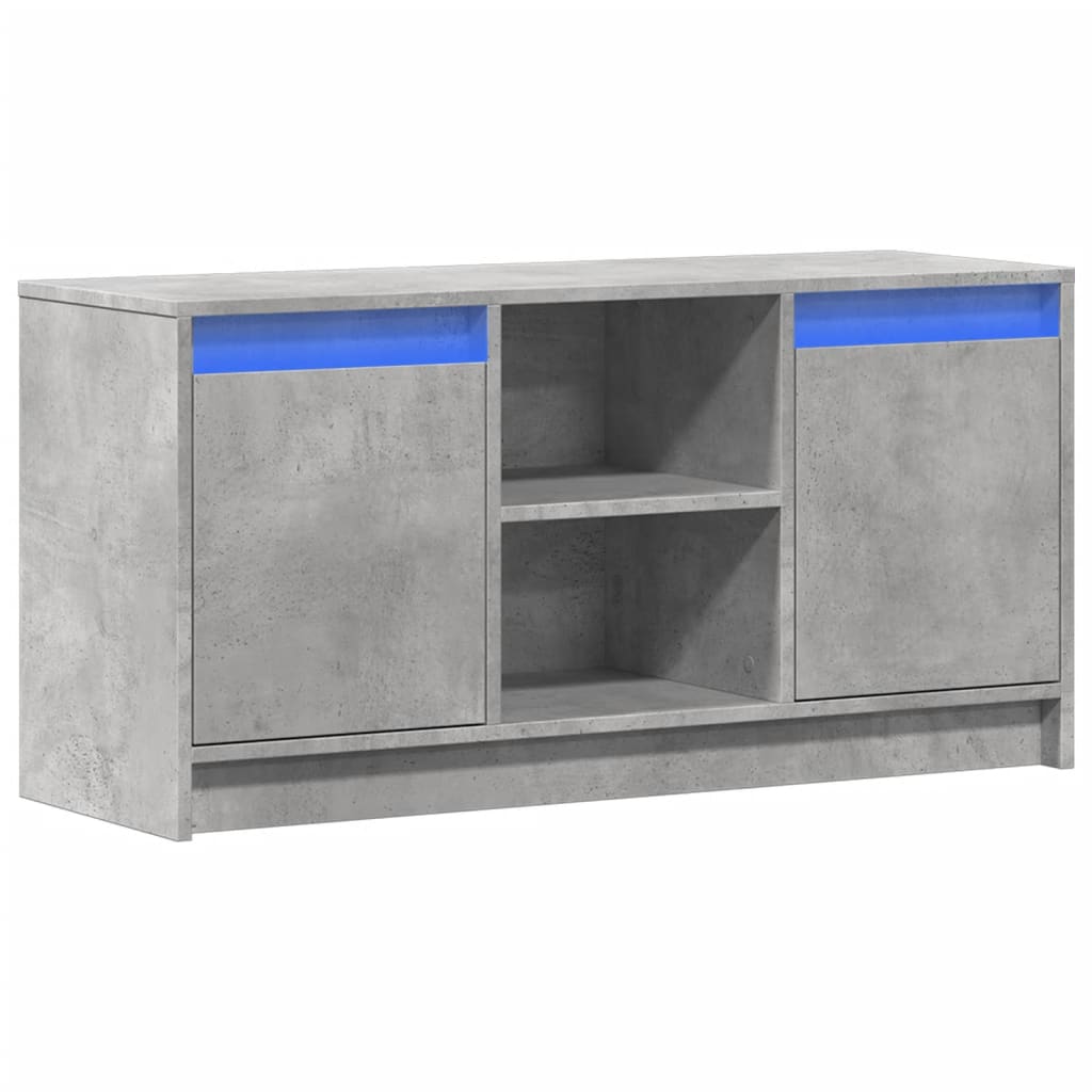 vidaXL TV Cabinet with LED Concrete Grey 100x34x50 cm Engineered Wood