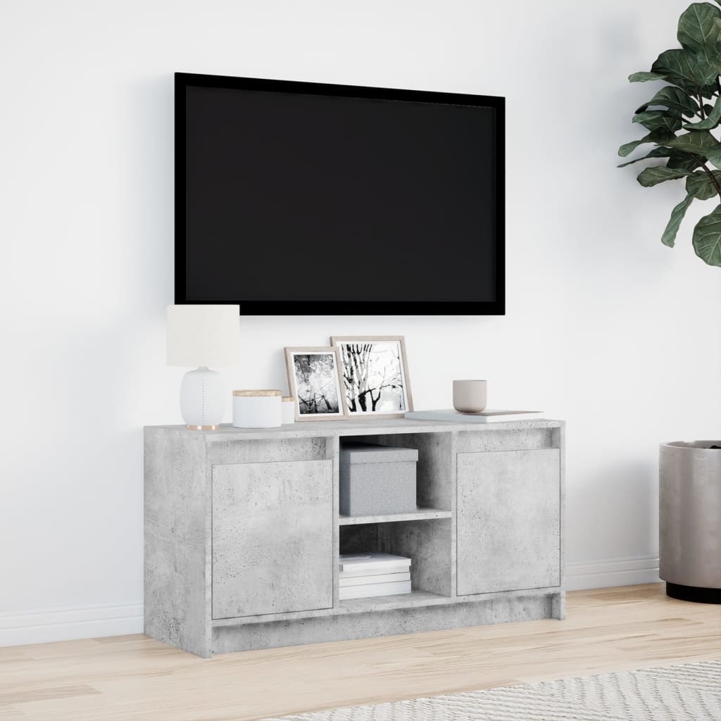 vidaXL TV Cabinet with LED Concrete Grey 100x34x50 cm Engineered Wood