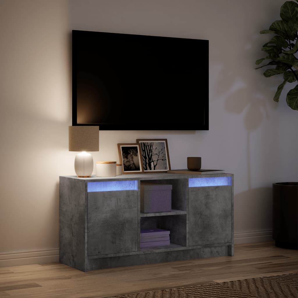 vidaXL TV Cabinet with LED Concrete Grey 100x34x50 cm Engineered Wood