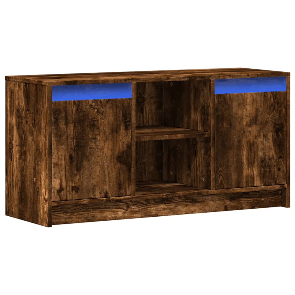 vidaXL TV Cabinet with LED Smoked Oak 100x34x50 cm Engineered Wood