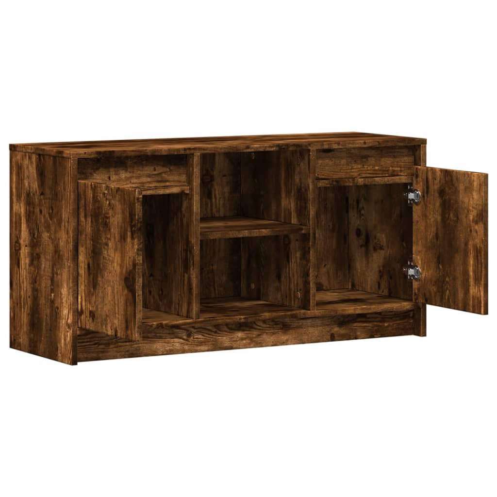 vidaXL TV Cabinet with LED Smoked Oak 100x34x50 cm Engineered Wood