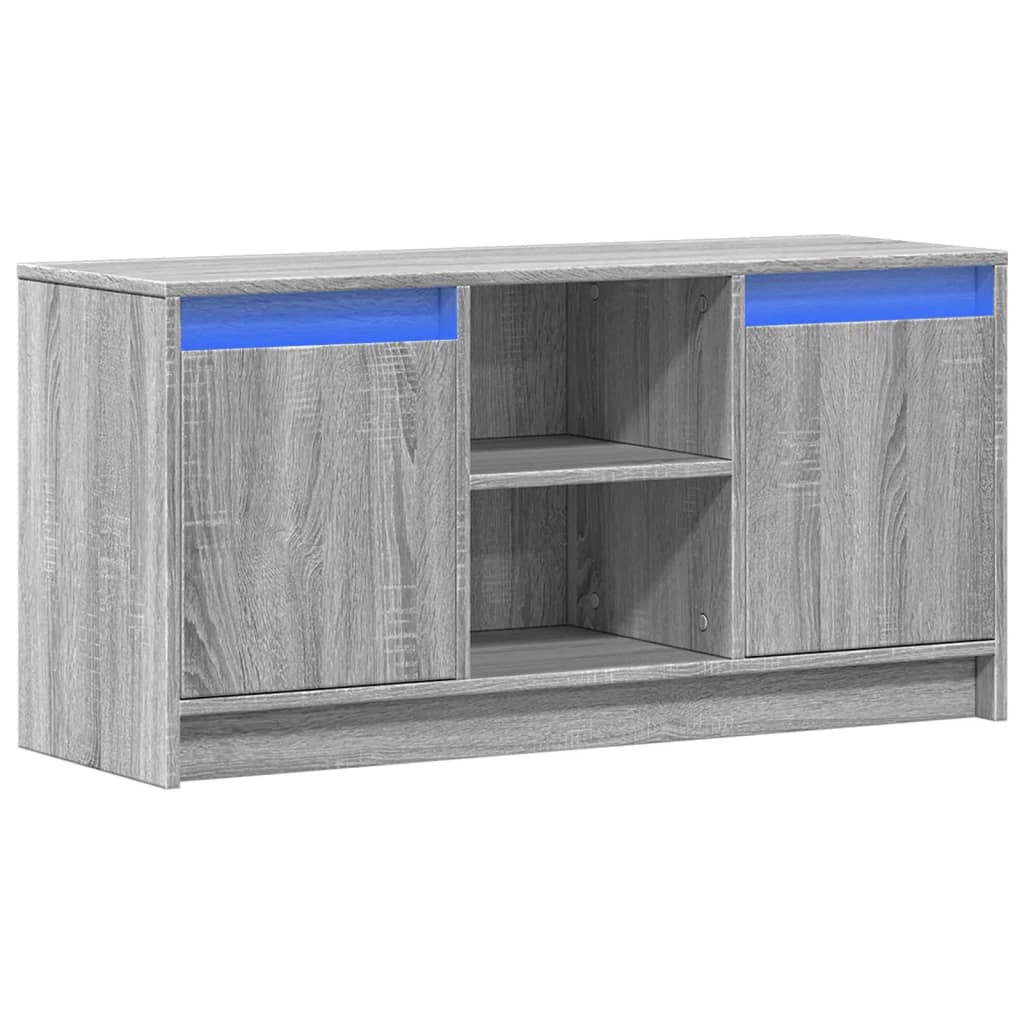 vidaXL TV Cabinet with LED Grey Sonoma 100x34x50 cm Engineered Wood