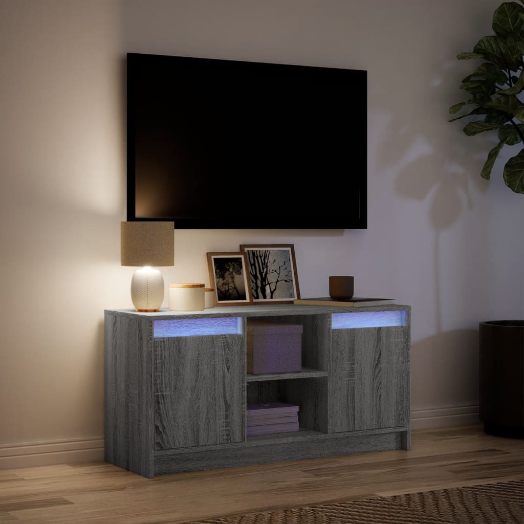 vidaXL TV Cabinet with LED Grey Sonoma 100x34x50 cm Engineered Wood