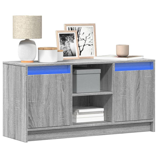 vidaXL TV Cabinet with LED Grey Sonoma 100x34x50 cm Engineered Wood