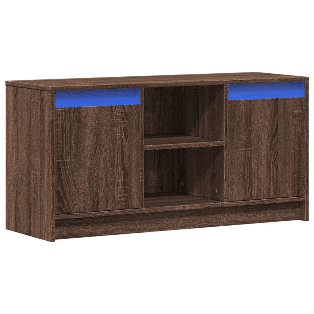 vidaXL TV Cabinet with LED Brown Oak 100x34x50 cm Engineered Wood