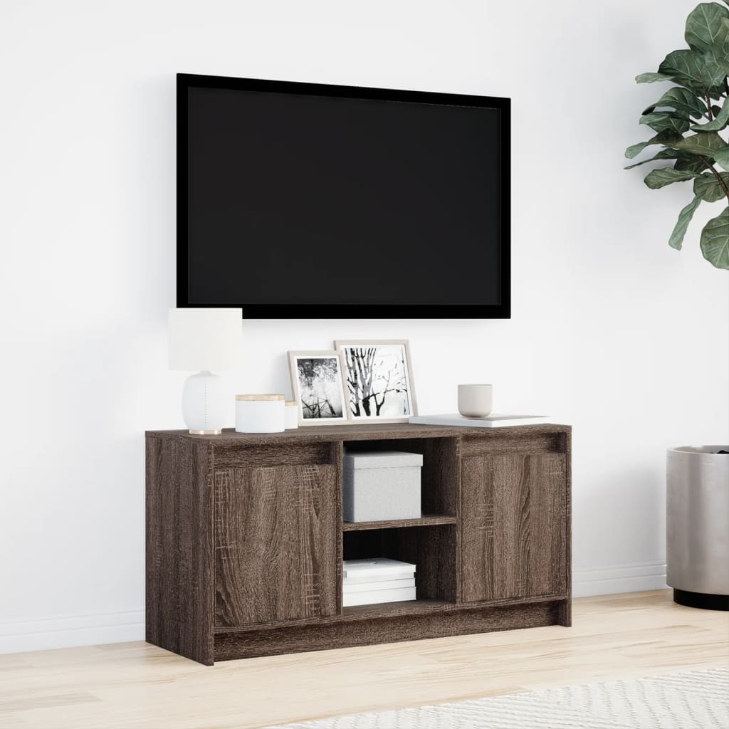 vidaXL TV Cabinet with LED Brown Oak 100x34x50 cm Engineered Wood