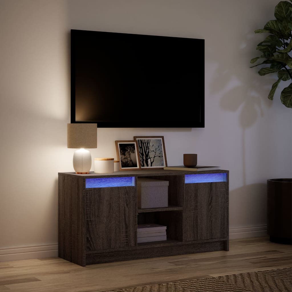 vidaXL TV Cabinet with LED Brown Oak 100x34x50 cm Engineered Wood