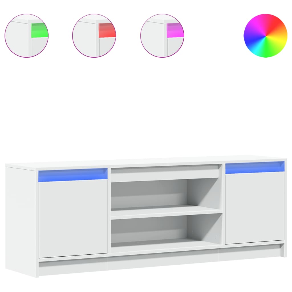 TV Cabinet with LED White 139,5x34x50 cm Engineered Wood