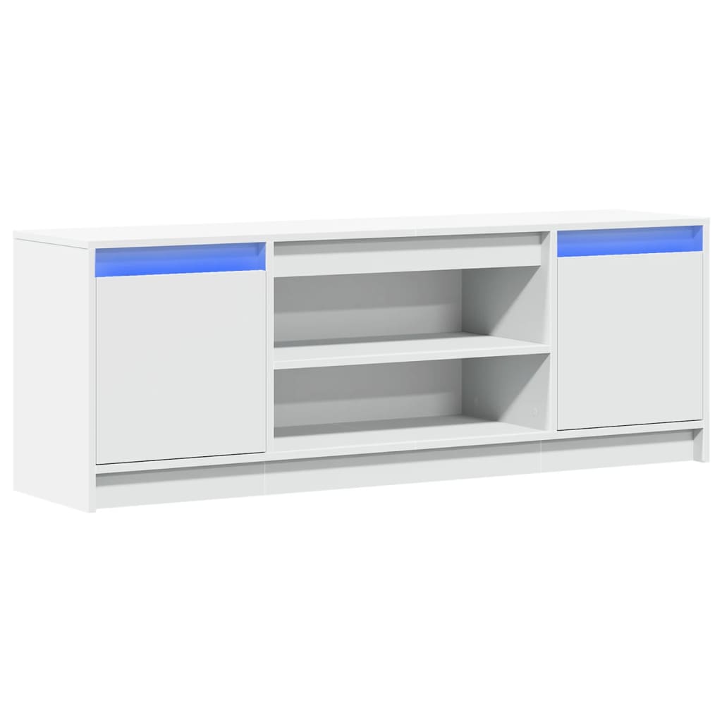 TV Cabinet with LED White 139,5x34x50 cm Engineered Wood
