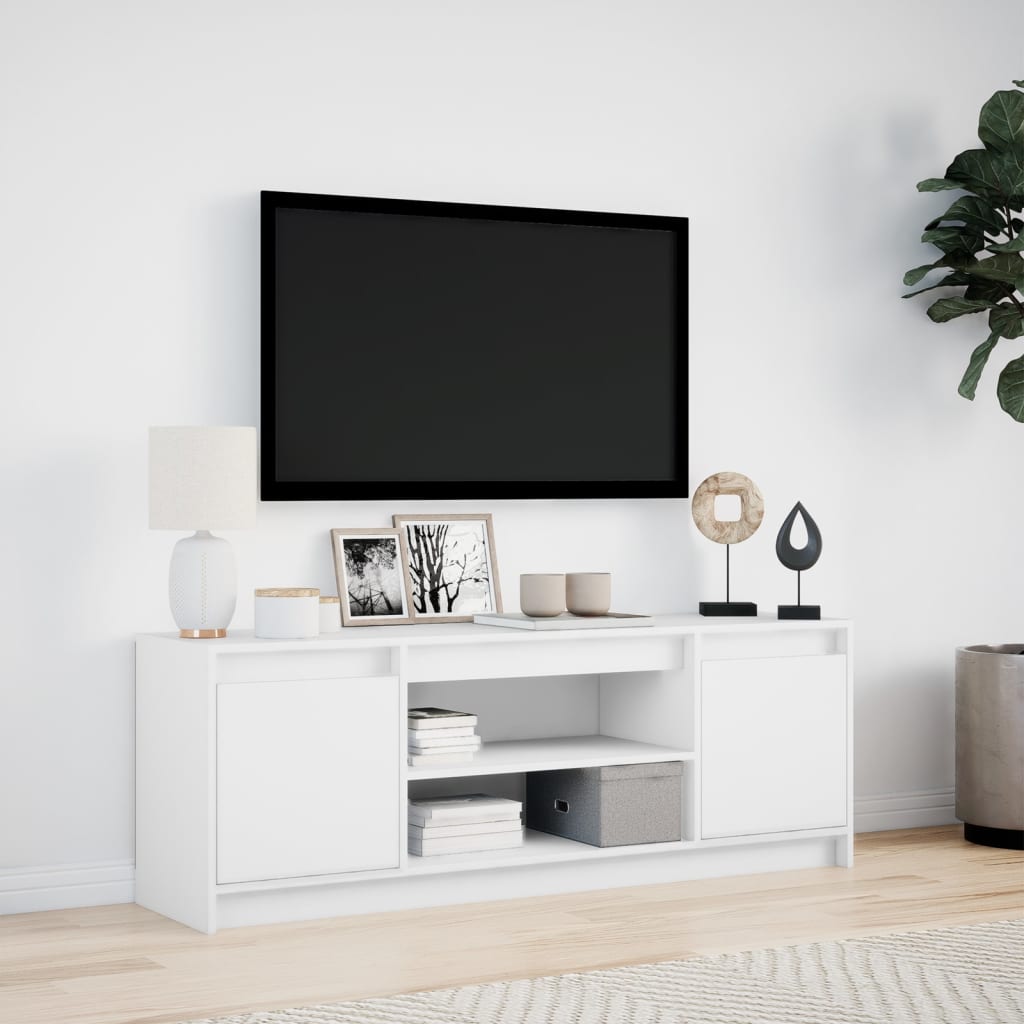 TV Cabinet with LED White 139,5x34x50 cm Engineered Wood
