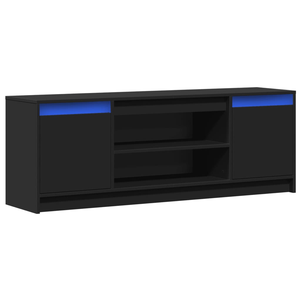 vidaXL TV Cabinet with LED Black 139.5x34x50 cm Engineered Wood