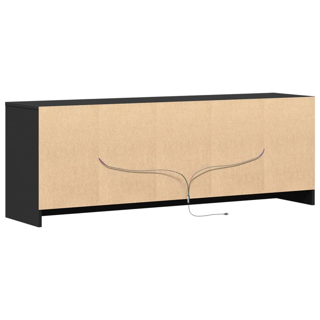 vidaXL TV Cabinet with LED Black 139.5x34x50 cm Engineered Wood