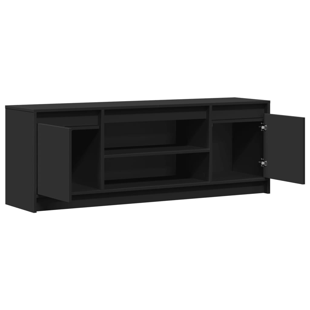 vidaXL TV Cabinet with LED Black 139.5x34x50 cm Engineered Wood