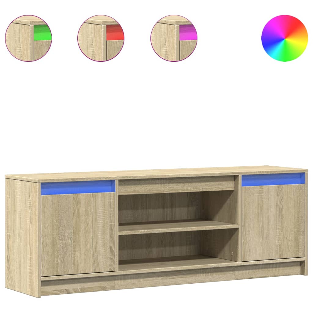 vidaXL TV Cabinet with LED Sonoma Oak 139.5x34x50 cm Engineered Wood