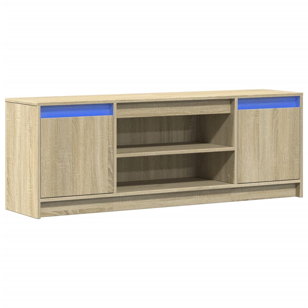 vidaXL TV Cabinet with LED Sonoma Oak 139.5x34x50 cm Engineered Wood