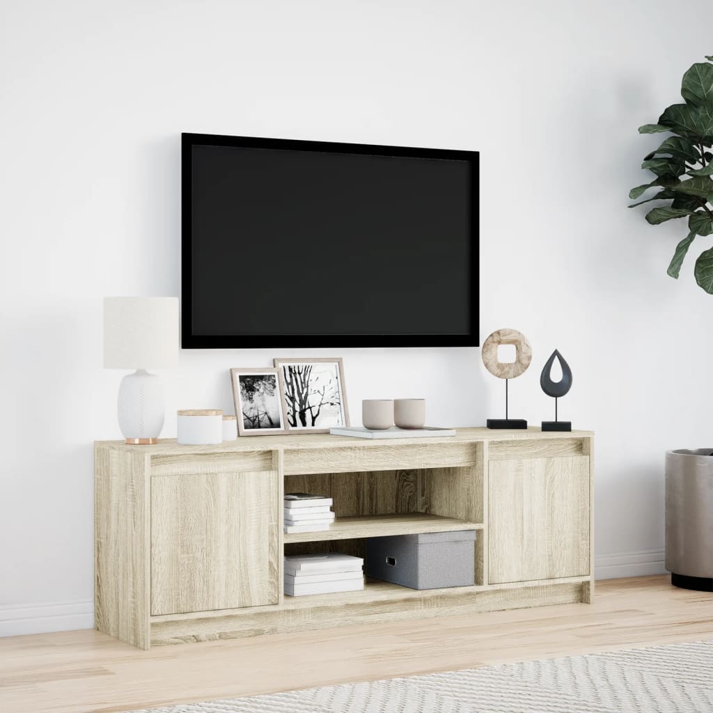 vidaXL TV Cabinet with LED Sonoma Oak 139.5x34x50 cm Engineered Wood