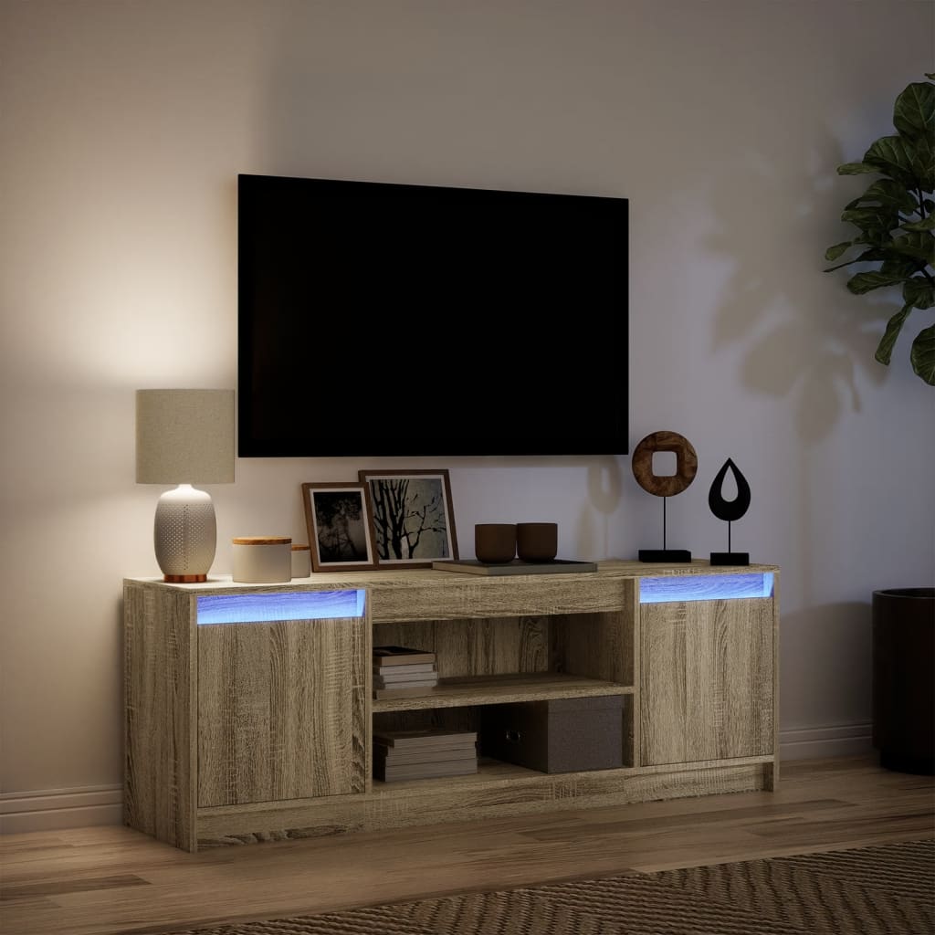 vidaXL TV Cabinet with LED Sonoma Oak 139.5x34x50 cm Engineered Wood