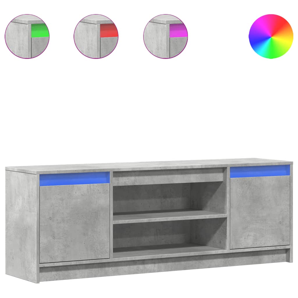 TV Cabinet with LED Concrete Grey 139.5x34x50cm Engineered Wood