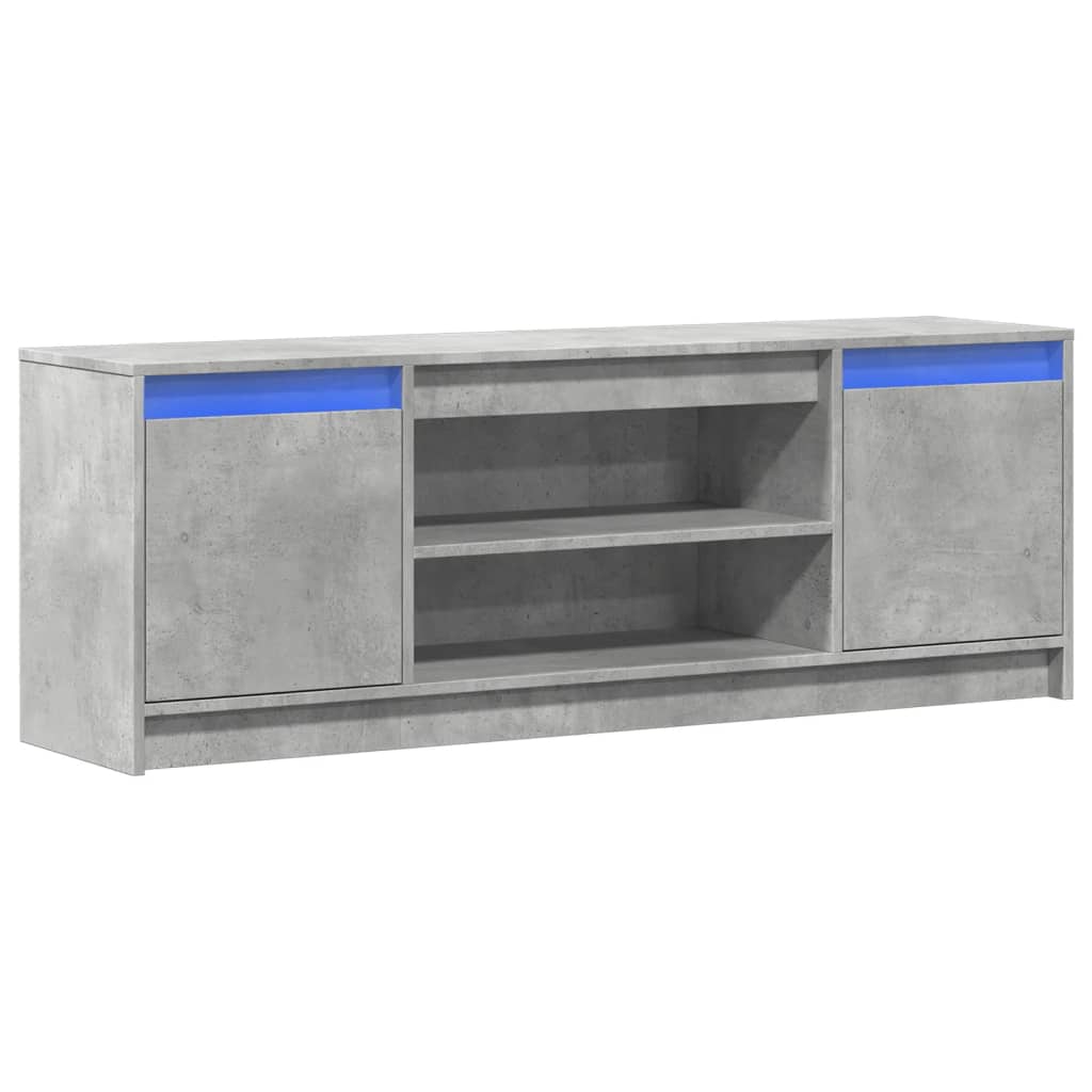 vidaXL TV Cabinet with LED Concrete Grey 139.5x34x50 cm Engineered Wood