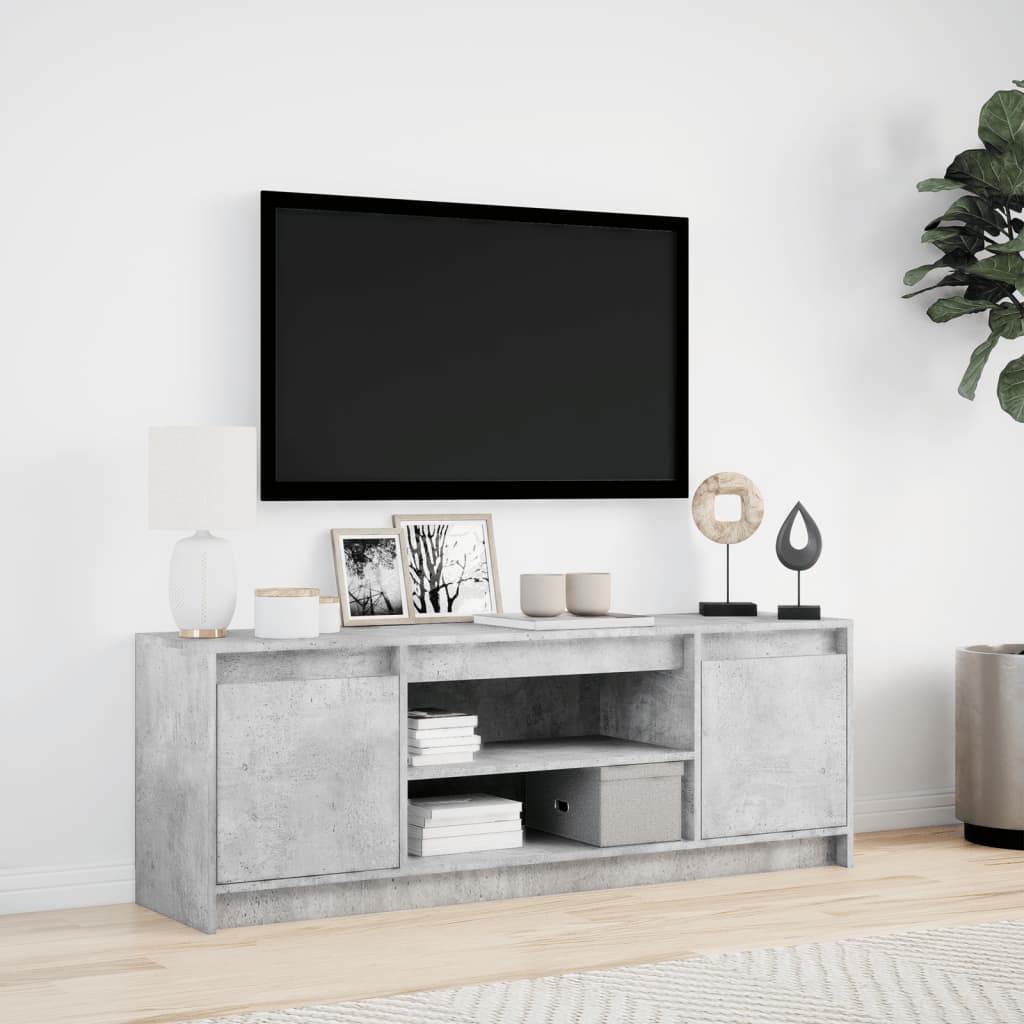 vidaXL TV Cabinet with LED Concrete Grey 139.5x34x50 cm Engineered Wood