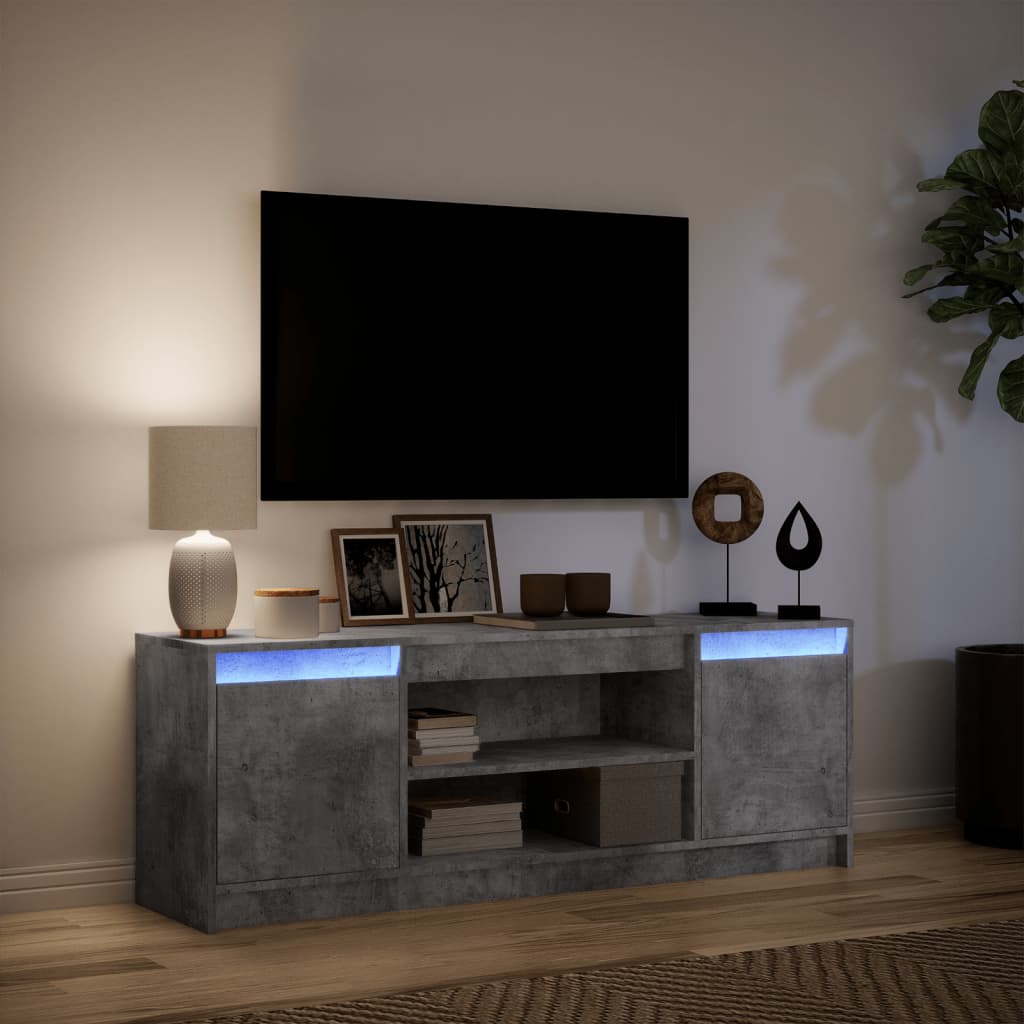 vidaXL TV Cabinet with LED Concrete Grey 139.5x34x50 cm Engineered Wood