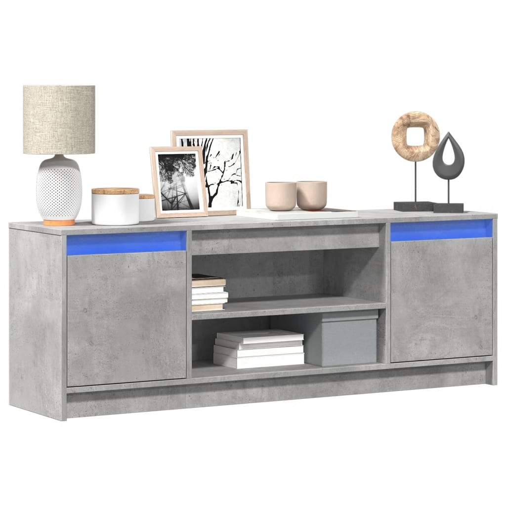 vidaXL TV Cabinet with LED Concrete Grey 139.5x34x50 cm Engineered Wood