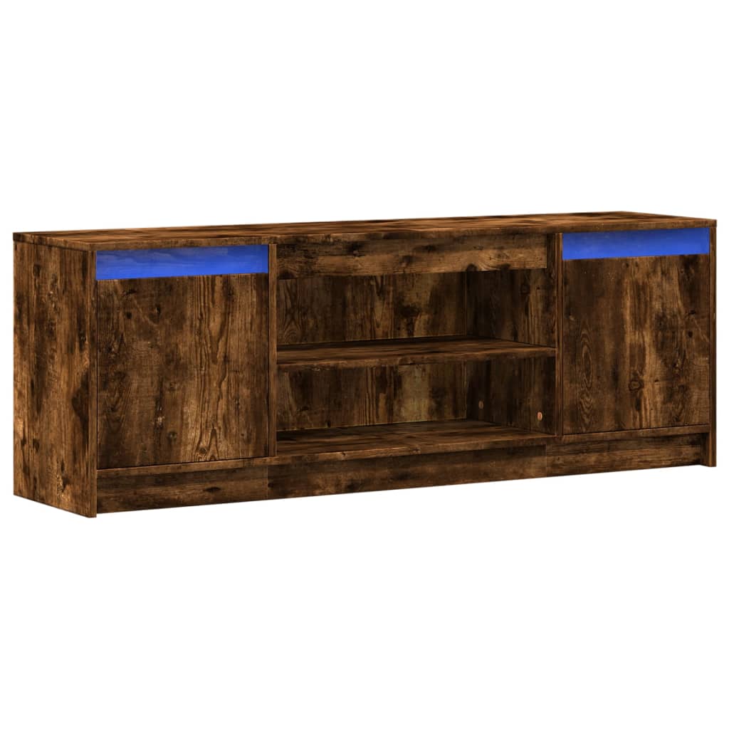 vidaXL TV Cabinet with LED Smoked Oak 139.5x34x50 cm Engineered Wood