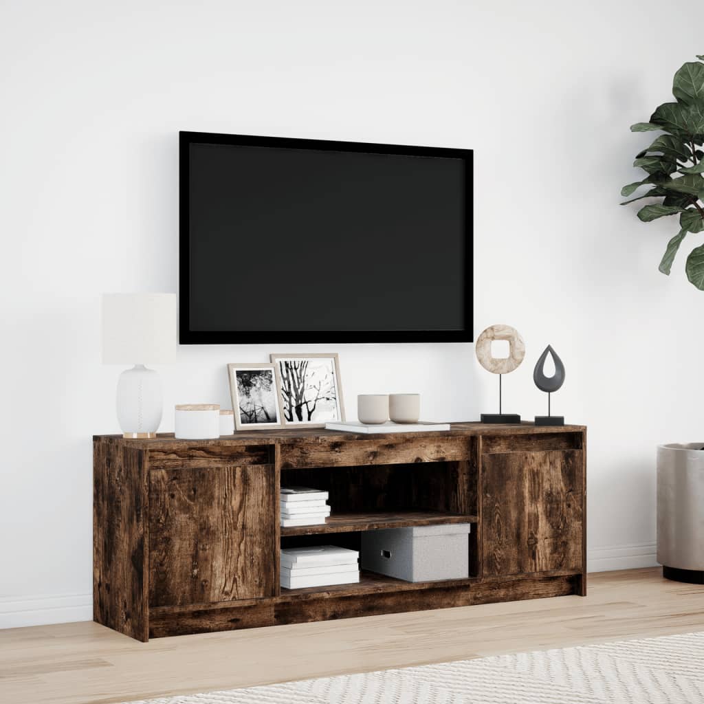 vidaXL TV Cabinet with LED Smoked Oak 139.5x34x50 cm Engineered Wood