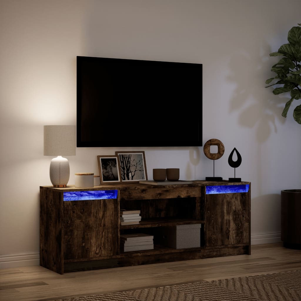 vidaXL TV Cabinet with LED Smoked Oak 139.5x34x50 cm Engineered Wood