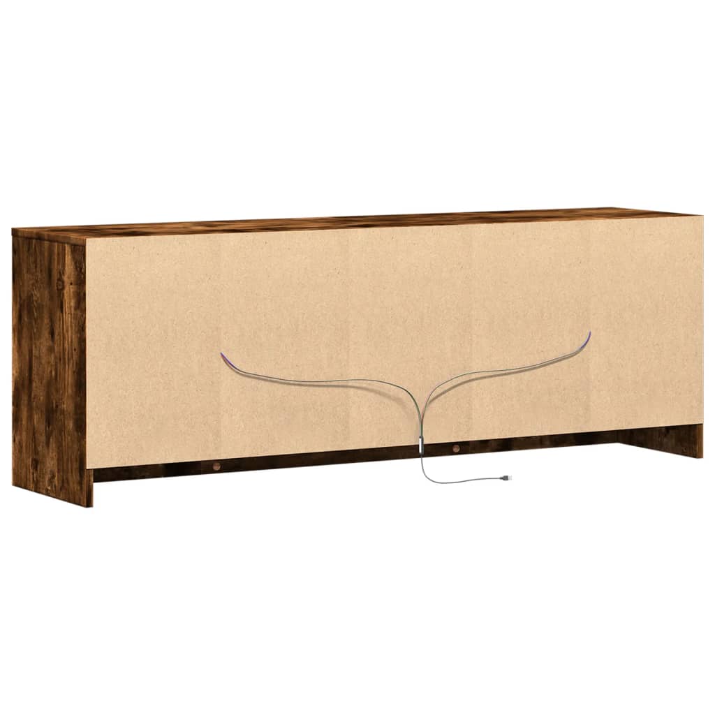TV Cabinet with LED Smoked Oak 139,5x34x50 cm Engineered Wood