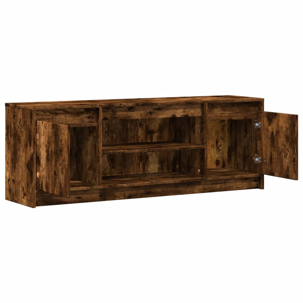 vidaXL TV Cabinet with LED Smoked Oak 139.5x34x50 cm Engineered Wood