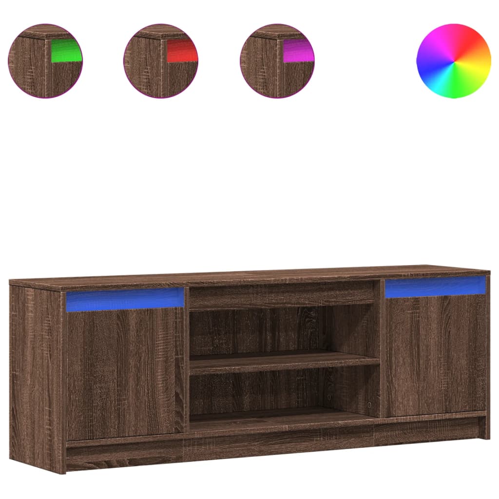 vidaXL TV Cabinet with LED Brown Oak 139.5x34x50 cm Engineered Wood