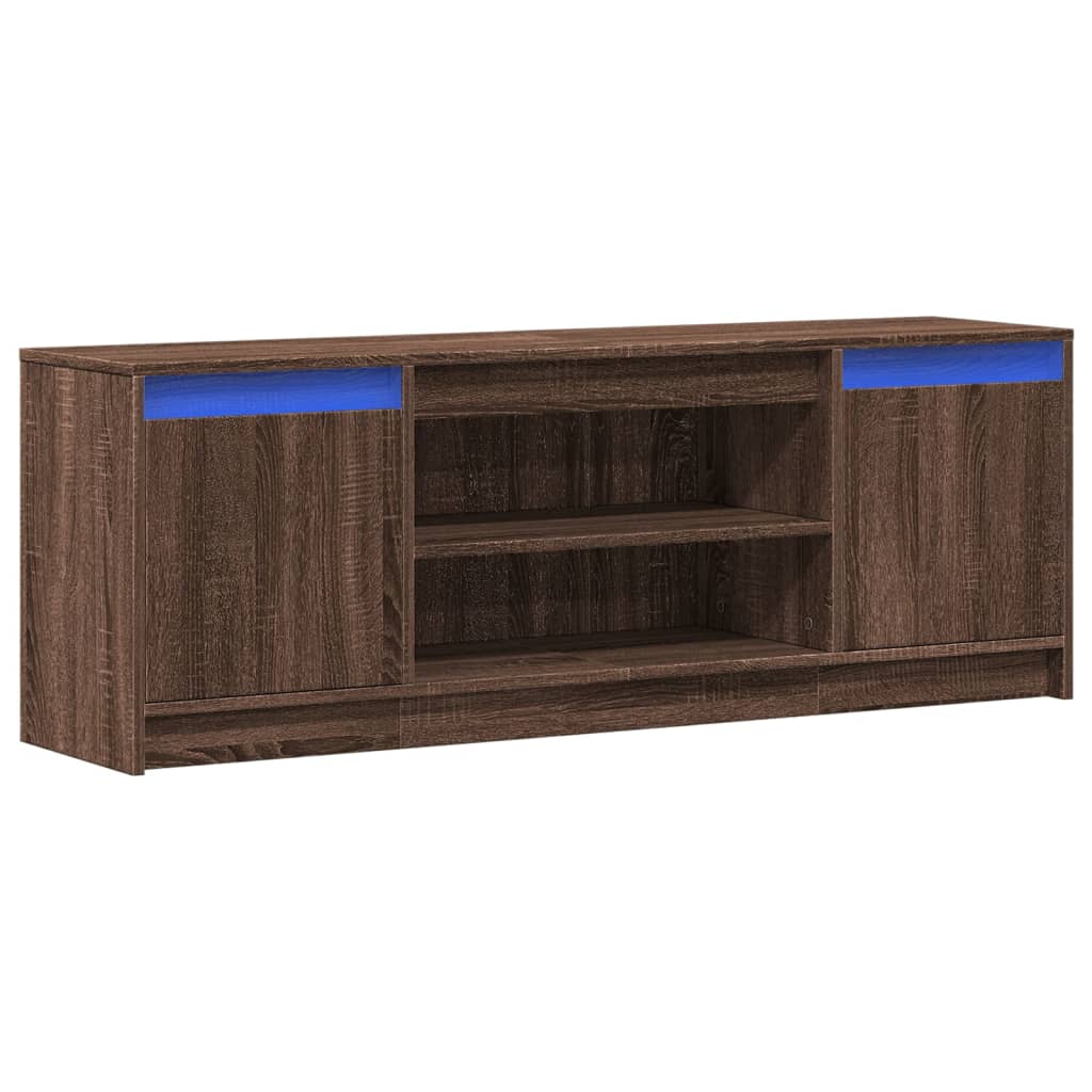 vidaXL TV Cabinet with LED Brown Oak 139.5x34x50 cm Engineered Wood