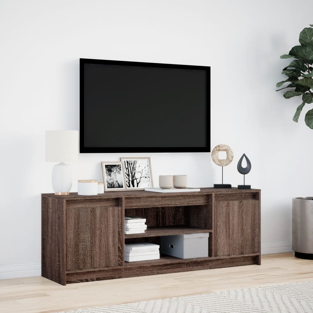 vidaXL TV Cabinet with LED Brown Oak 139.5x34x50 cm Engineered Wood