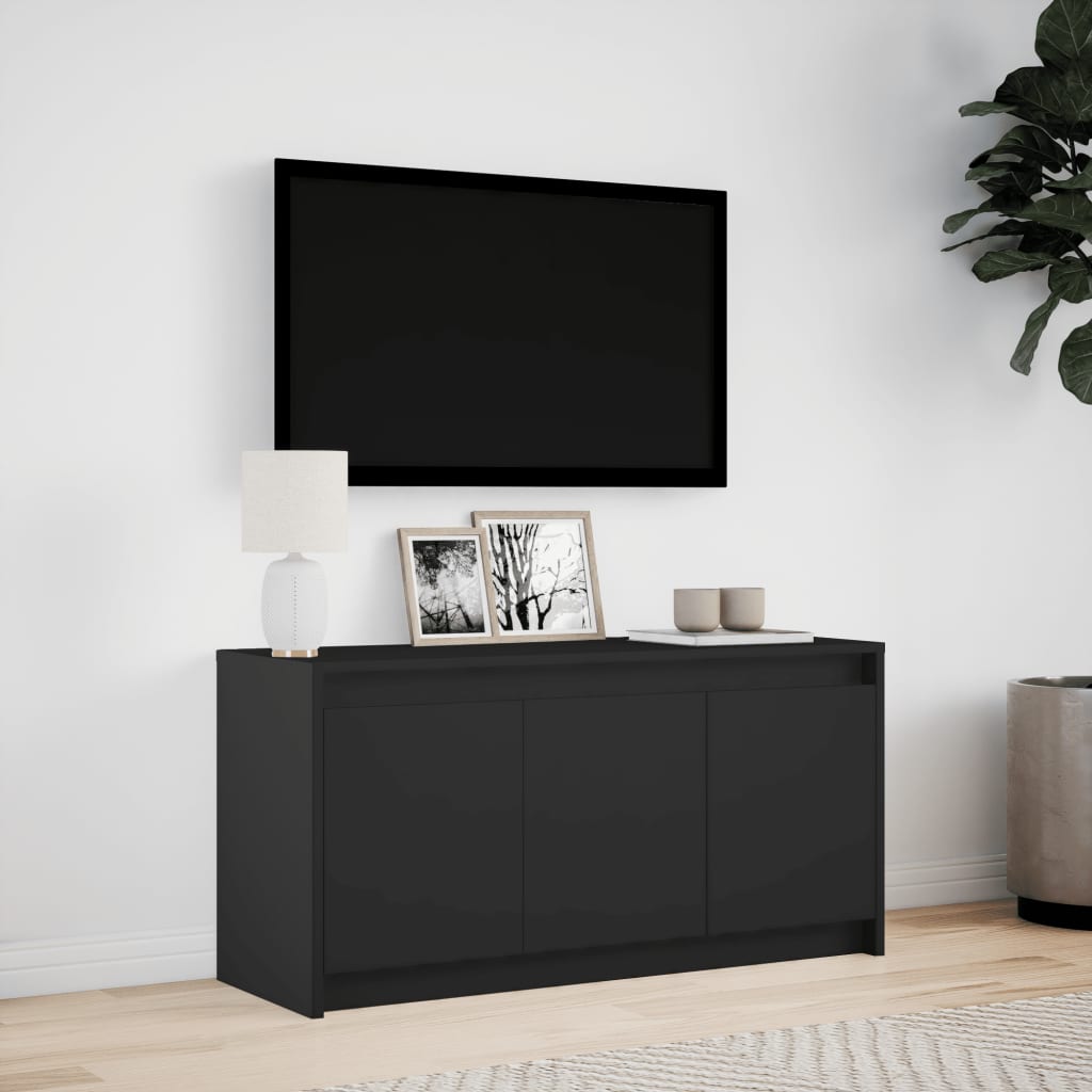 vidaXL TV Cabinet with LED Black 100x34x50 cm Engineered Wood