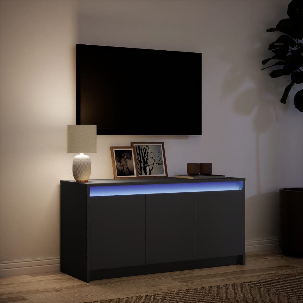 vidaXL TV Cabinet with LED Black 100x34x50 cm Engineered Wood