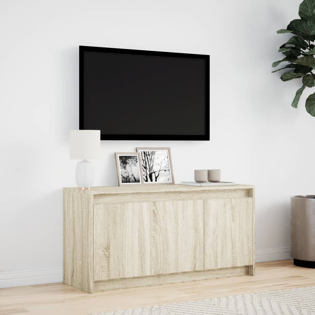 vidaXL TV Cabinet with LED Sonoma Oak 100x34x50 cm Engineered Wood