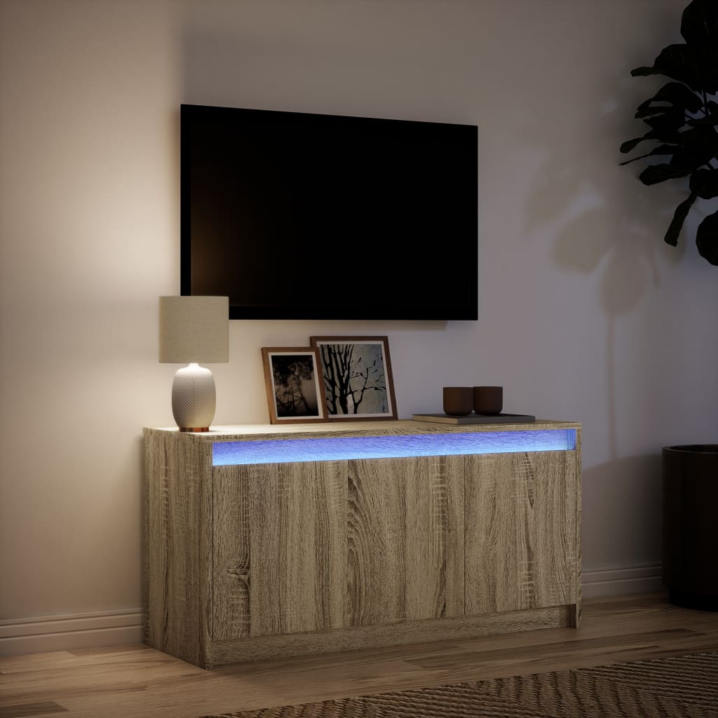 vidaXL TV Cabinet with LED Sonoma Oak 100x34x50 cm Engineered Wood