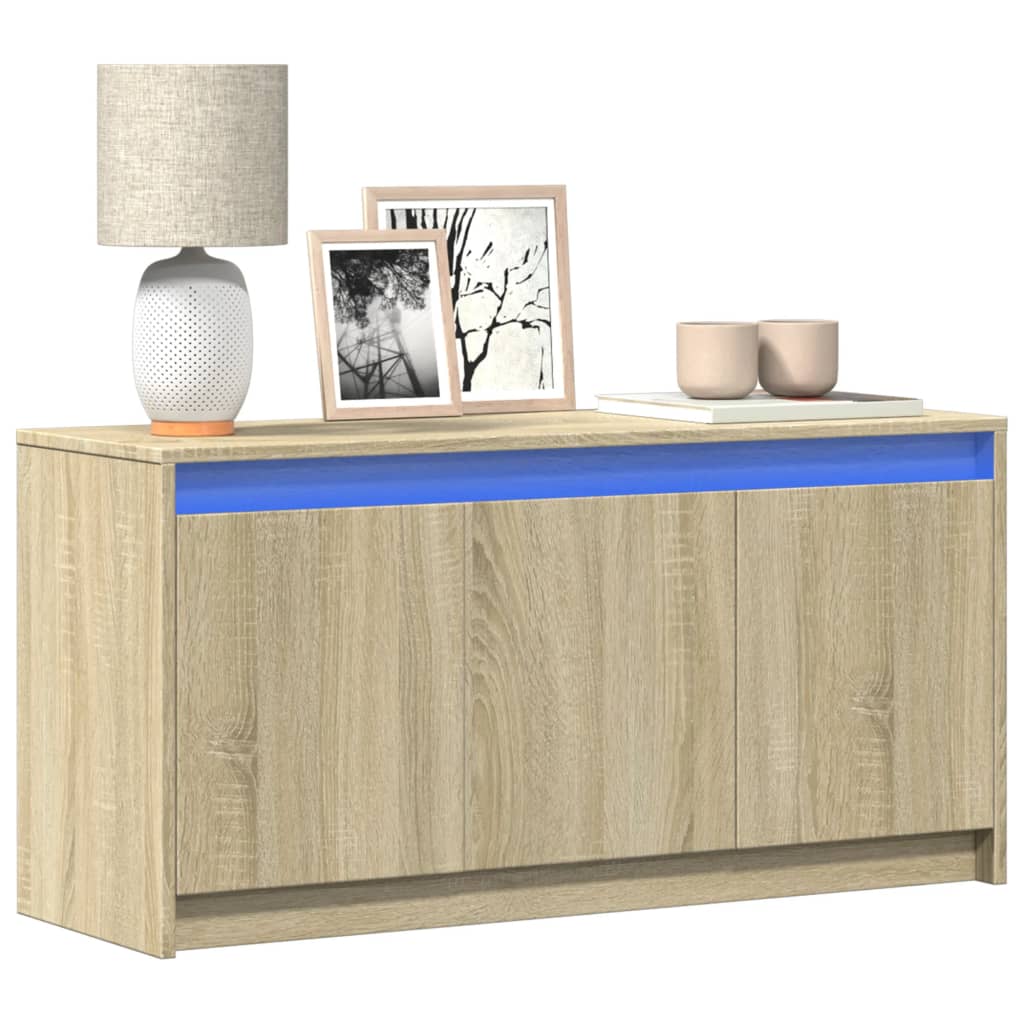 vidaXL TV Cabinet with LED Sonoma Oak 100x34x50 cm Engineered Wood