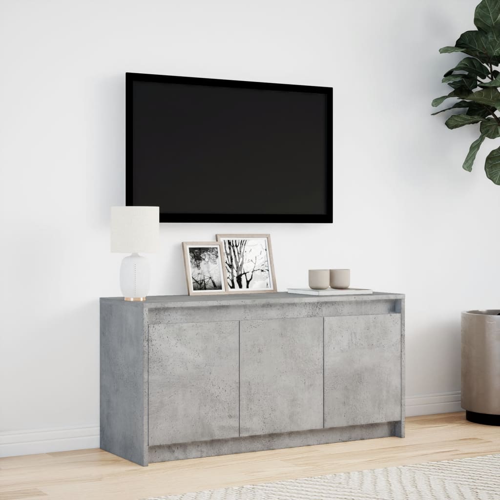 vidaXL TV Cabinet with LED Concrete Grey 100x34x50 cm Engineered Wood