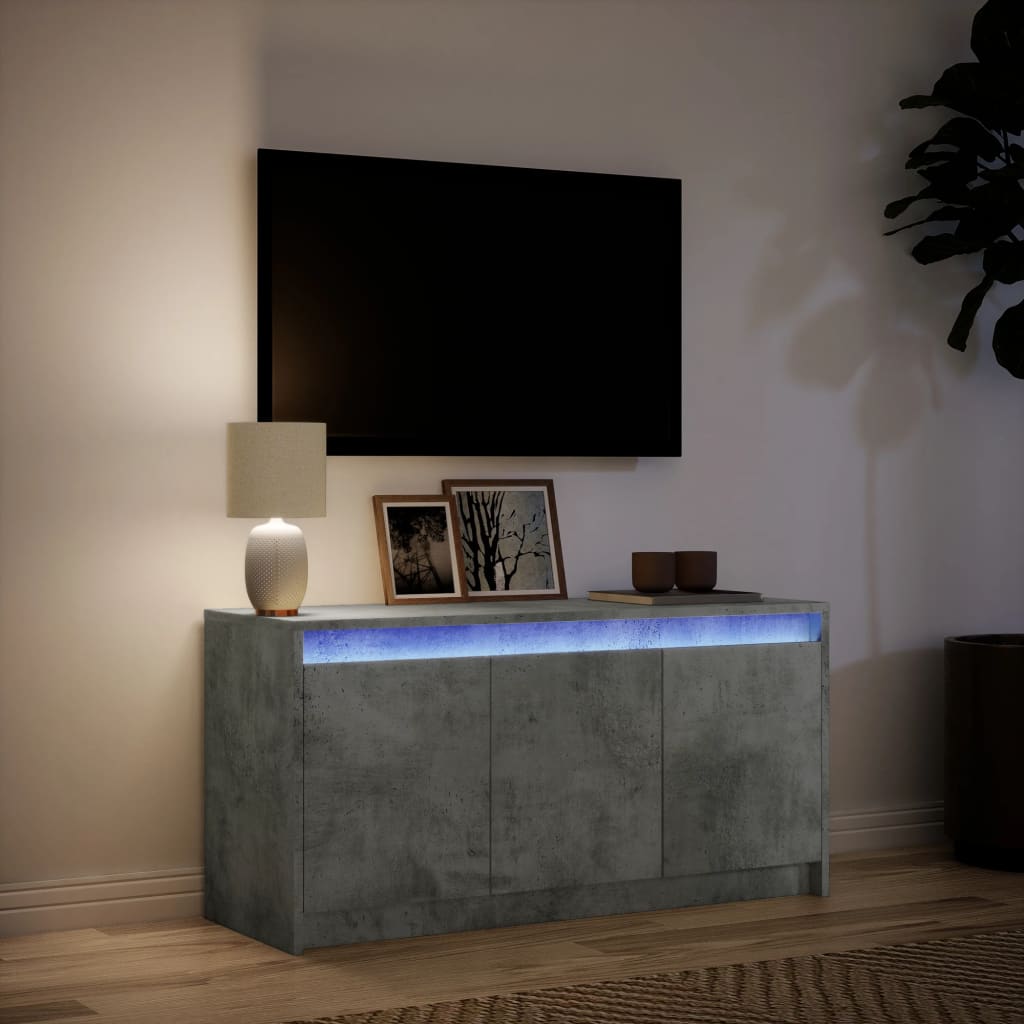 vidaXL TV Cabinet with LED Concrete Grey 100x34x50 cm Engineered Wood