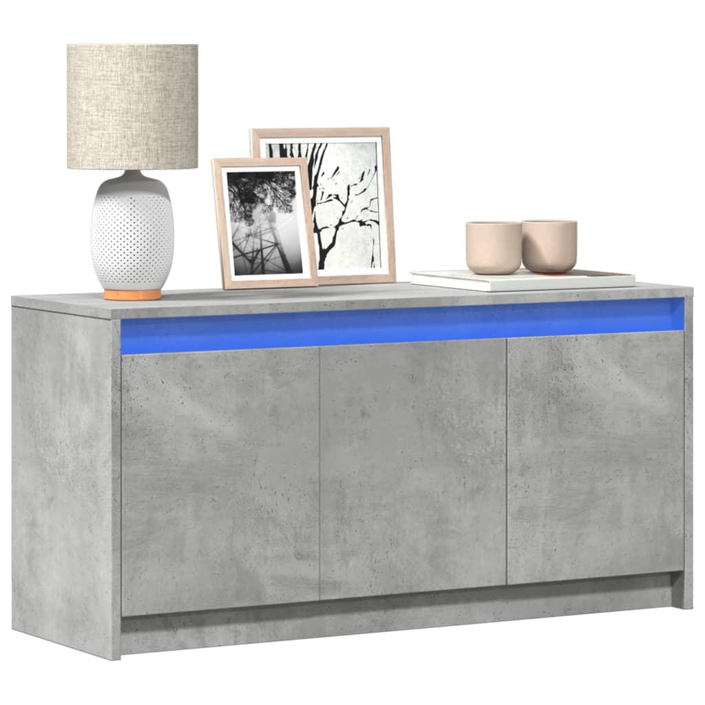 vidaXL TV Cabinet with LED Concrete Grey 100x34x50 cm Engineered Wood