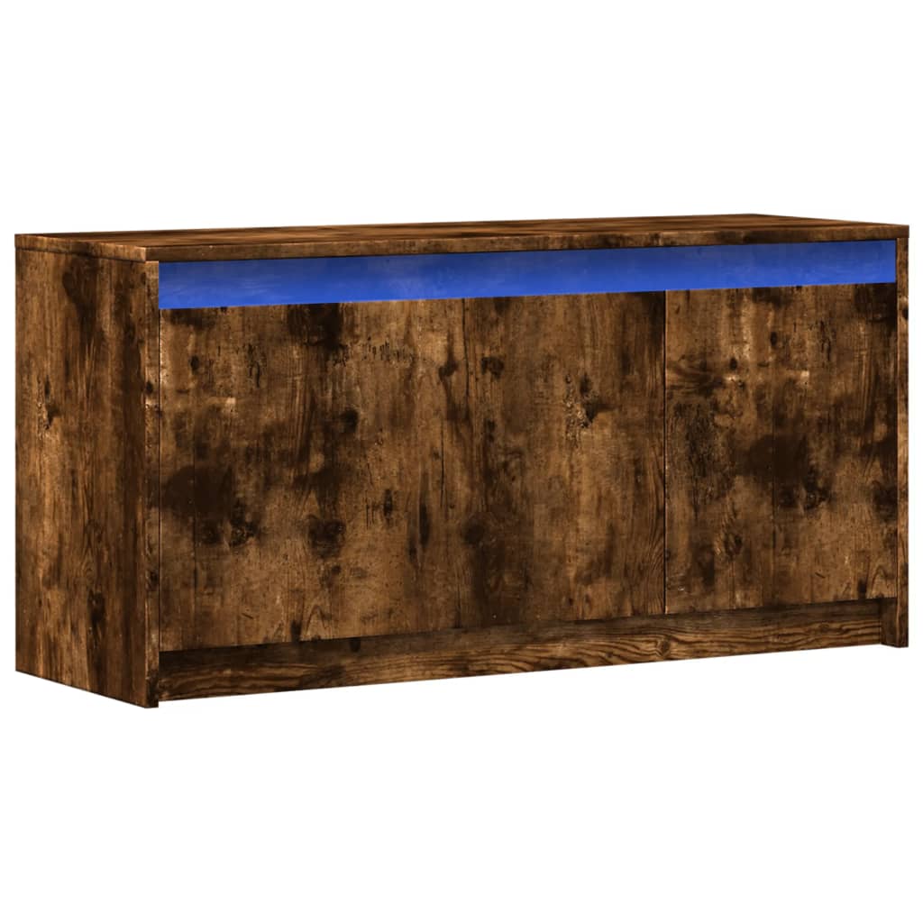 vidaXL TV Cabinet with LED Smoked Oak 100x34x50 cm Engineered Wood